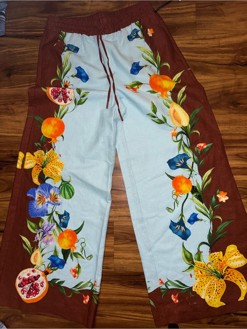 Maison d’Amélie Paris Rust Elastic Waist wide leg linen blend Pants
